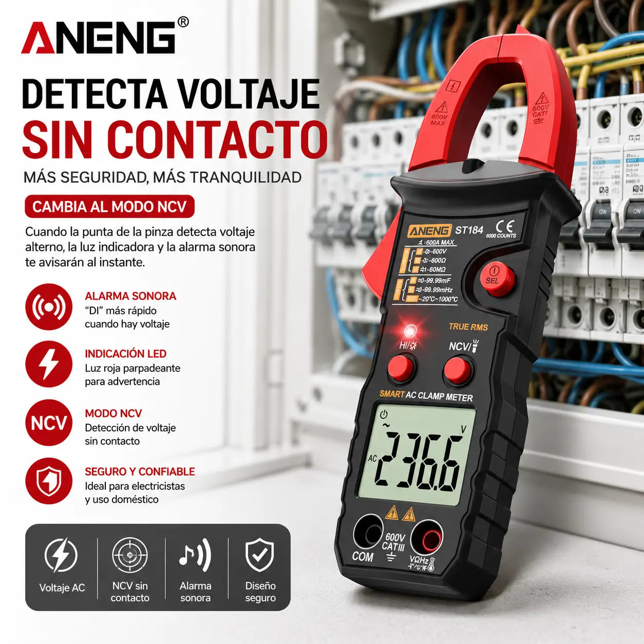 🔥【Oferta por tiempo limitado】🛠️Pinza digital inteligente, pinza de electricista multifuncional✅pinza amperimétrica de alta precisión✅ identificación completamente automática.