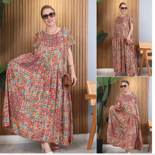 【S-5XL】👗Nové letní elegantní květinové tylové šaty-3708867