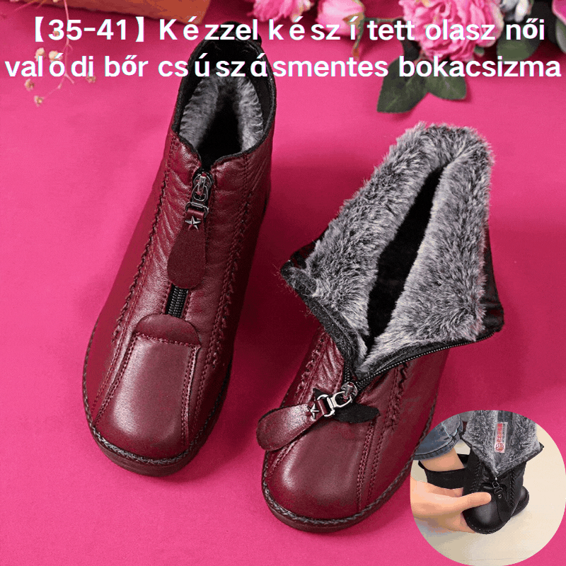 【35-41】Kézzel készített olasz női csúszásmentes valódi bőr bokacsizma - 4206001