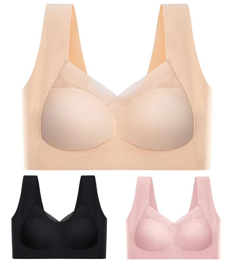 💖【Juego de 3 piezas】✨Sujetador push-up sin costuras de seda helada para mayor comodidad