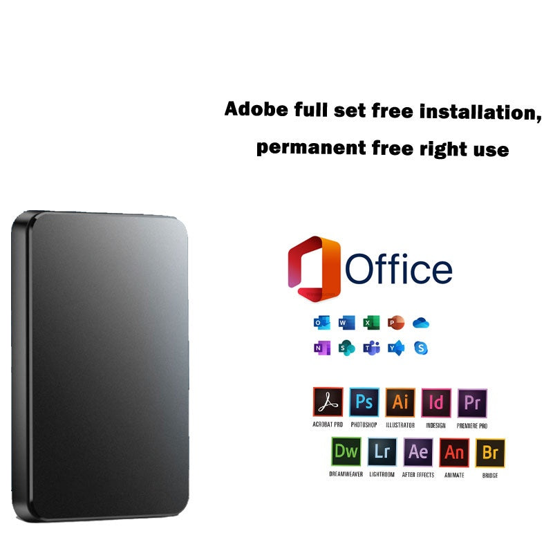 💾Ultra-velká kapacita 8TB mobilní pevný disk + zdarma originální Office + Adobe