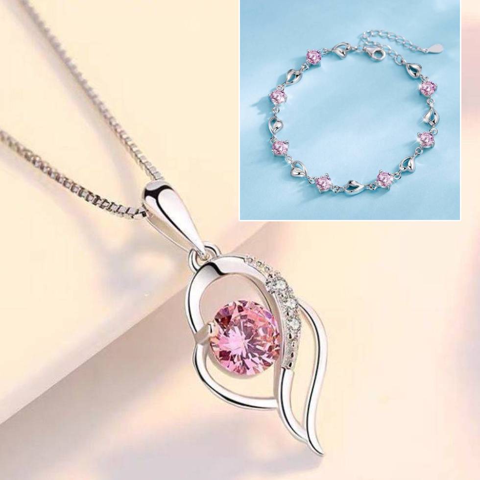 ✨✨💎 【Náramek + Náhrdelník】Sada náramků ze stříbra Heart of the Ocean 925 + náhrdelník-Z