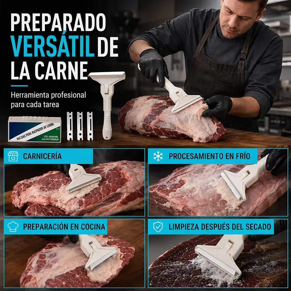 【2 mangos + 20 cuchillas】✂️ Rasuradora multiusos para cerdo y cordero – Cuchilla de acero para depilar, desgrasar y limpiar piel 🥩