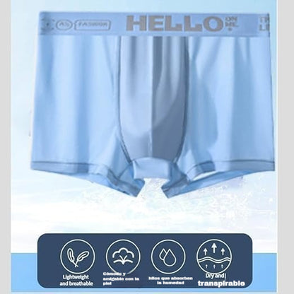 🧊【Compra 3 y llévate 3 gratis: 6 piezas en total】Calzoncillos bóxer de seda helada transpirables y finos para hombre, superventas del verano