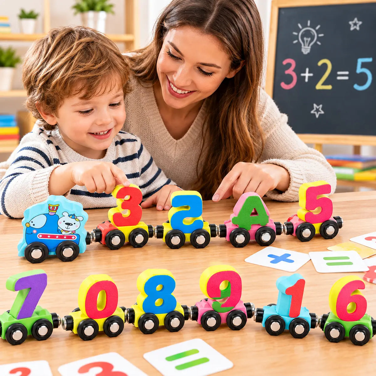 【50%OFF】👶Tren de juguete de madera digital hecho con bloques