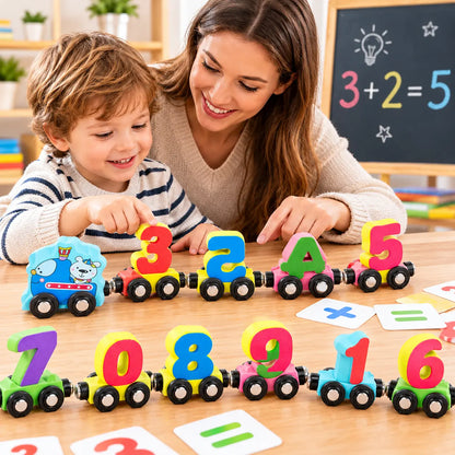 【50%OFF】👶Tren de juguete de madera digital hecho con bloques