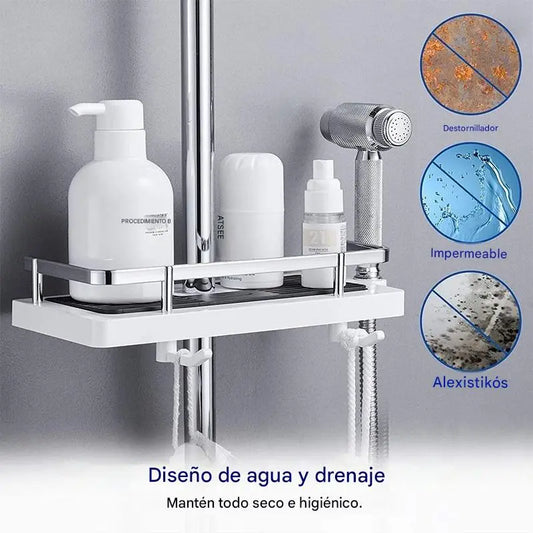 🔥🚿Soporte de almacenamiento para ducha de baño con barra, soporte ajustable para cabezal de ducha, no requiere perforación para la ducha.-4333287