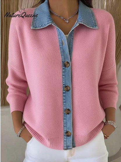 🔥Oferta por tiempo limitado: Cárdigan de patchwork de mezclilla nuevo 2025 (S-3XL)