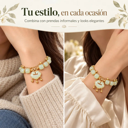 ✨【Compre uno y llévese otro gratis】Nueva pulsera de jade hetiano en oro de 14 quilates