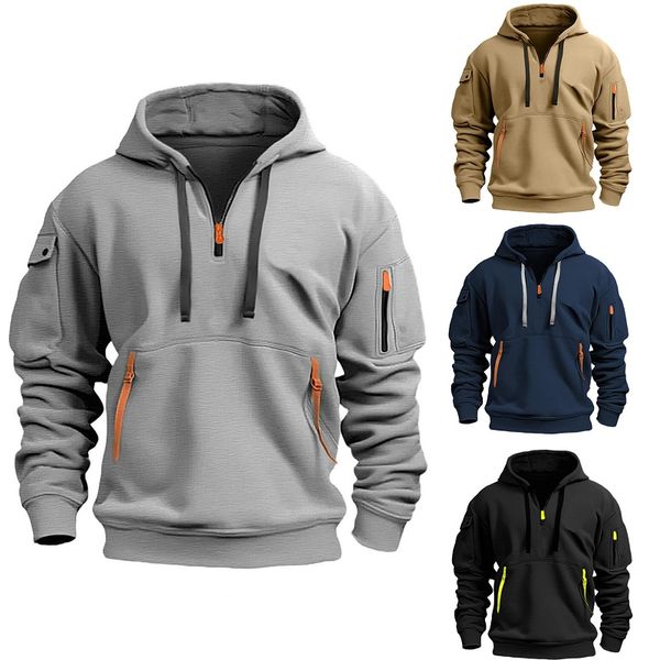 🔥💥【S-5XL】 Pánská mikina na zip s mnoha kapsami-4112485