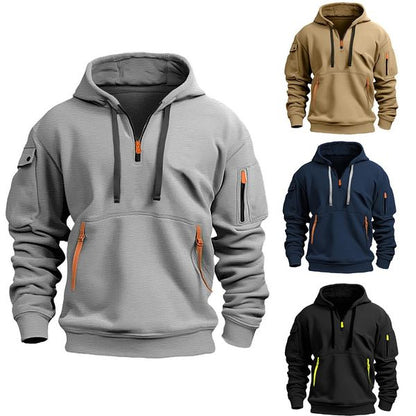 🔥💥【S-5XL】 Pánská mikina na zip s mnoha kapsami-4112485