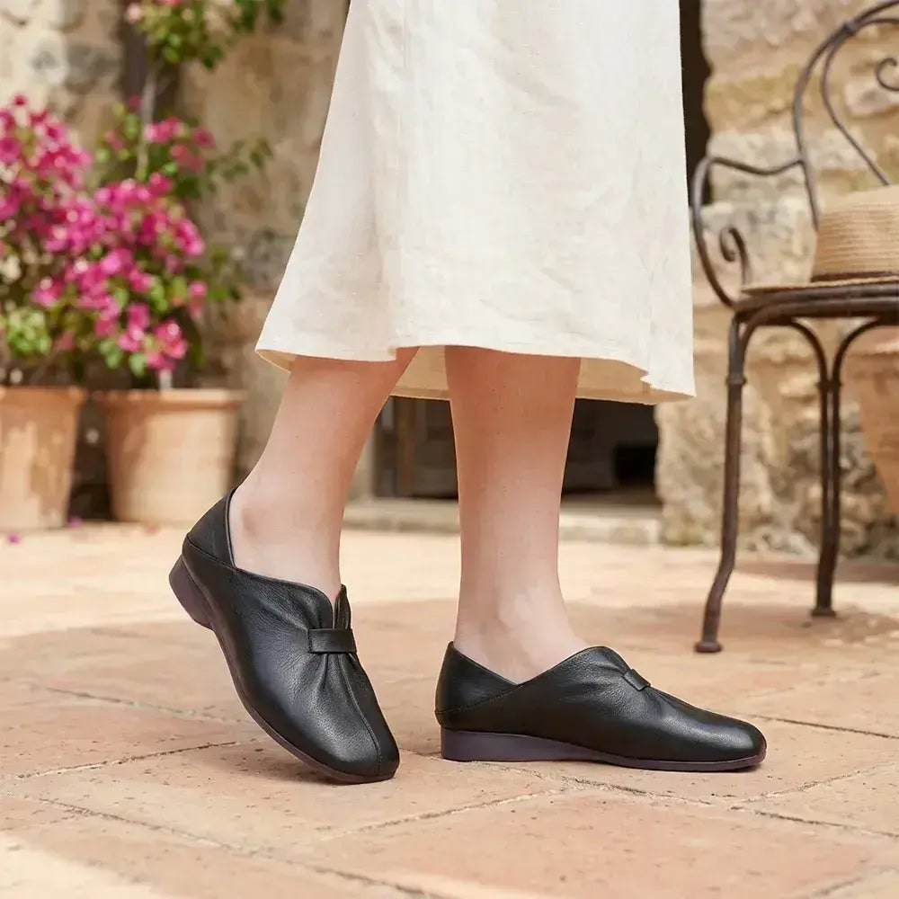 👡【35-42】2026 nuevos zapatos sin cordones de suela suave con lazo, piel de vaca de alta calidad, simples y exquisitos