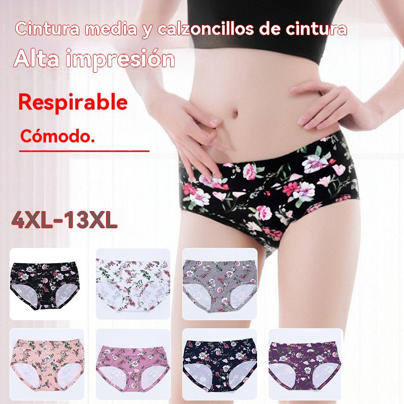 🔥7 piezas 31 euros💕【50-140KG】Ropa interior antibacteriana cómoda de algodón puro, nuevo estilo estampado