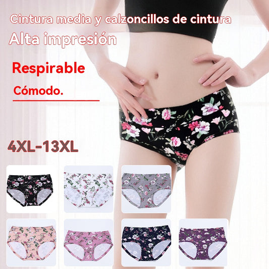 🔥7 piezas 31 euros💕【50-140KG】Ropa interior antibacteriana cómoda de algodón puro, nuevo estilo estampado