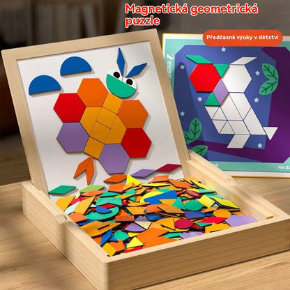⏳⏰ Magnetická tangramová puzzle hračka - vzdělávací hračka pro