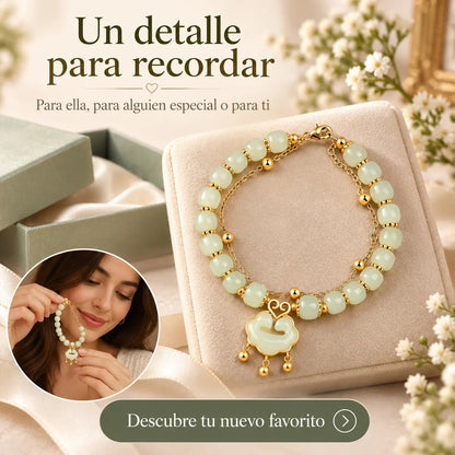 ✨【Compre uno y llévese otro gratis】Nueva pulsera de jade hetiano en oro de 14 quilates