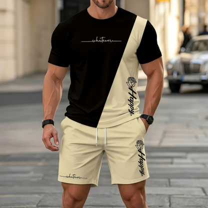 🔥✨【50% de descuento🔥】Chándal de verano de dos piezas para hombre: cómoda camiseta de manga corta y pantalones cortos.