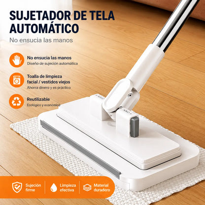 【Set de 4】Trapeador multifuncional con clip de tela, nuevo trapeador doméstico que no requiere lavado