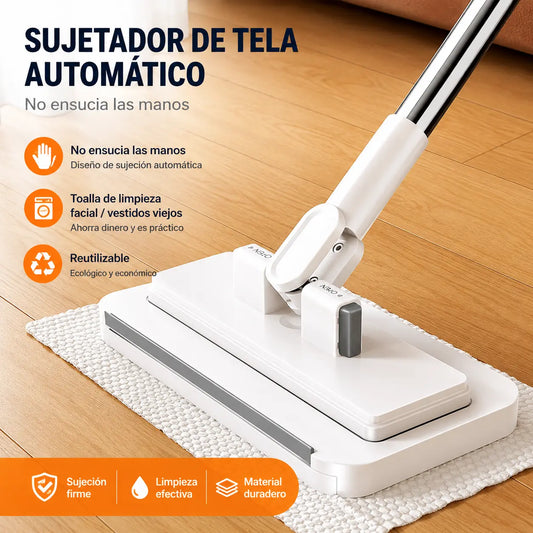 【Set de 4】Trapeador multifuncional con clip de tela, nuevo trapeador doméstico que no requiere lavado