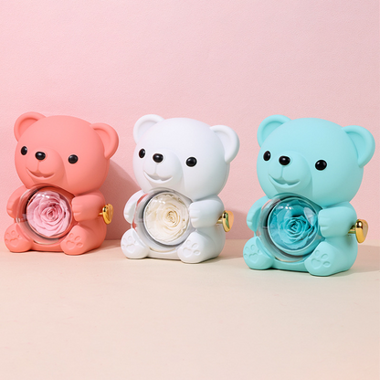✨Adorable osito de peluche con rosa preservada - Osito de peluche decorado con una rosa real, en una hermosa caja de regalo - Regalo romántico para el Día de la Madre, bodas, aniversarios, despedidas de soltera, Navidad y San Valentín.