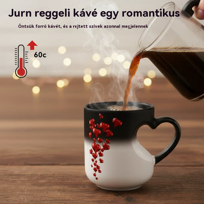 📢📢50% kedvezmény!!! ⏰ Valentin-napi kerámia bögre szív alakú, színét változtató füllel💝✨ - 4230968