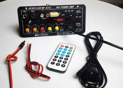 Placă amplificator DSP Bluetooth 12V/24V cu ecran, slot TF/USB, pentru sisteme auto-4092386