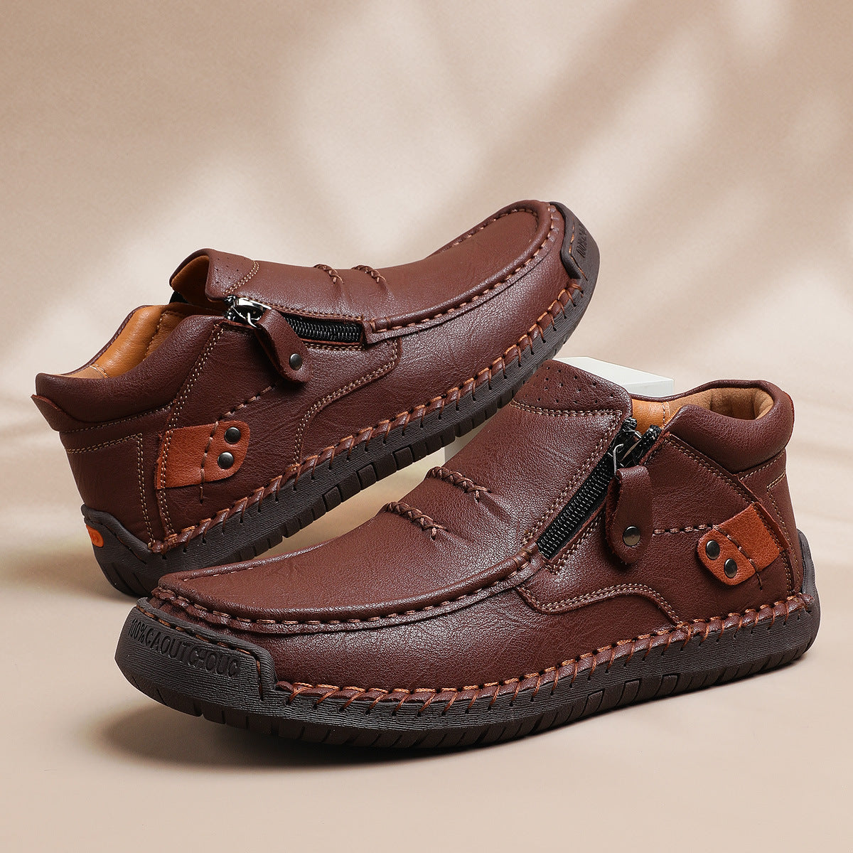 👞【38-48】Ανδρικές μπότες οδήγησης, από δέρμα υψηλής ποιότητας, χειροποίητες, χωρίς ολίσθηση - φαρδιά δάχτυλα, στήριξη στην καμάρα