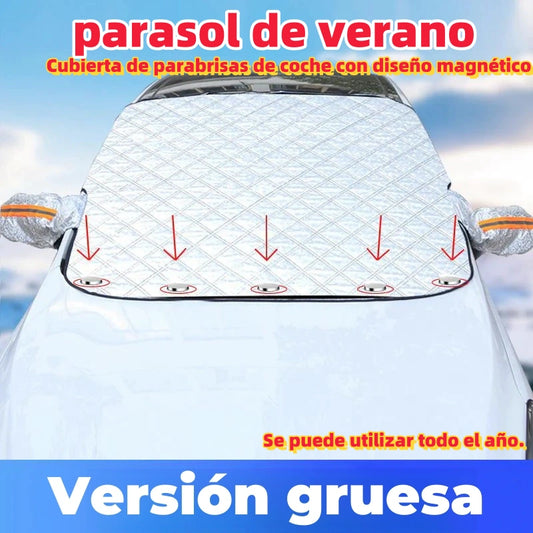 🚗【Oferta especial por tiempo limitado】【Se puede utilizar en todas las estaciones】Cubierta de parabrisas de coche con diseño magnético, parasol de verano