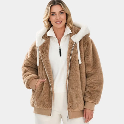 ☃️Descuento por tiempo limitado 39%❄️【S-5XL】Chaqueta de rayas contrastantes de felpa gruesa para mujer 2026