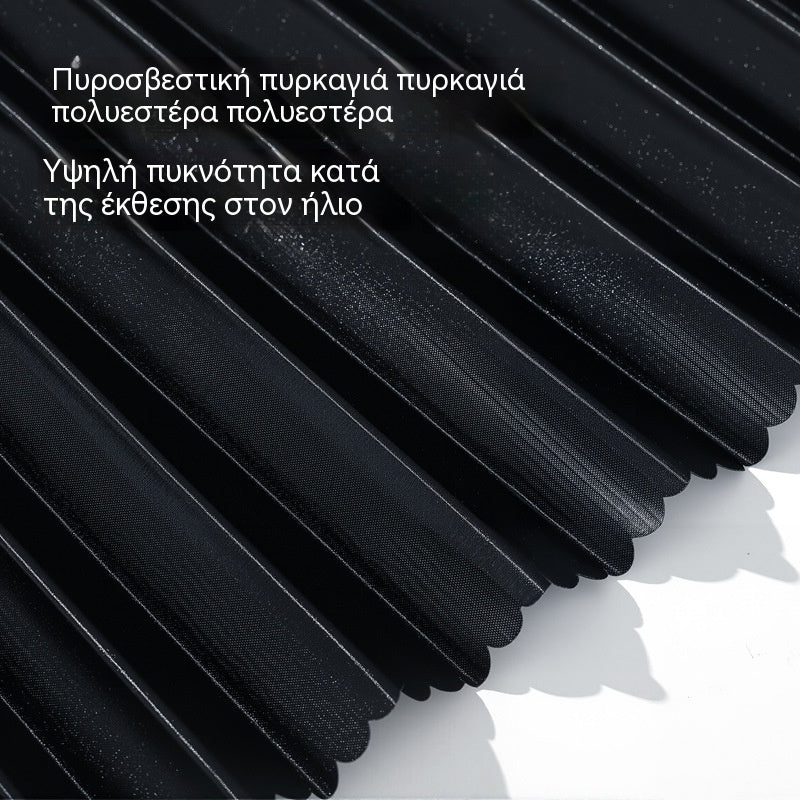 Σκίαστρο παραθύρου αυτοκινήτου με συρόμενη ράγα και θερμομονωτική στρώση