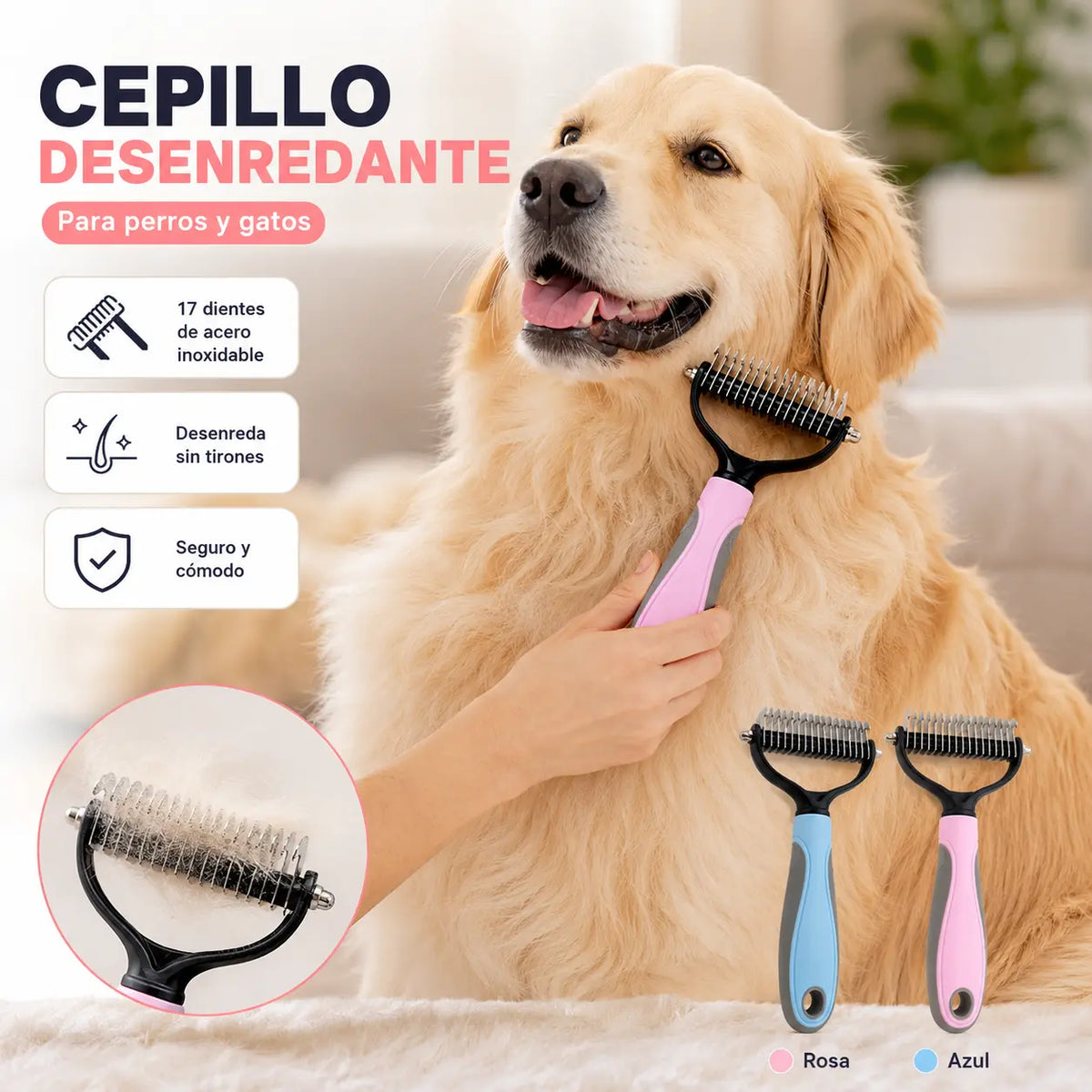 🐶【Compre 1 y obtenga 1 gratis，2 piezas】Cepillo de doble cara para el aseo de mascotas y la eliminación de pelo