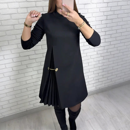 🎁【S-5XL】🎀Elegantní skládané šaty s dlouhým rukávem a panely