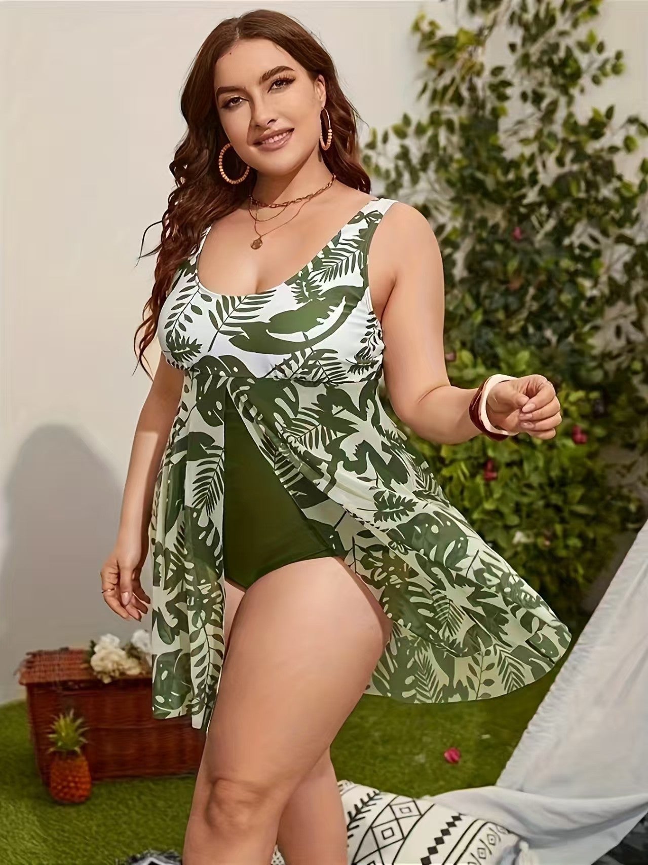 🏖️🏝️Traje de baño de dos piezas para mujeres con curvas – estampado floral 2026 ｜Estiliza la figura ｜Ideal para playa y vacaciones ｜Estilo moderno y cómodo