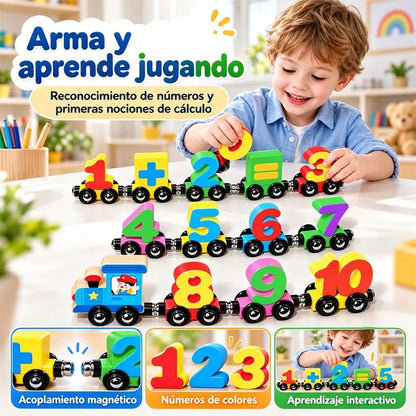 🔥Compra 1 y llévate 1 gratis🔥🚂 Tren Magnético de Números para Niños | Juguete Educativo de Construcción para Aprender Jugando