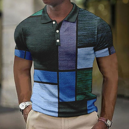 💥👕2026【S-5XL】Nové pánské kostkované pruhované polo tričko z bavlny a lnu