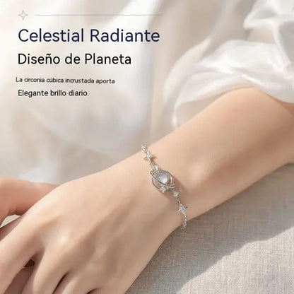 ✨【Compra 1 y llévate otro gratis】2 piezas 25euro💥 Pulsera de plata de ley S925 con temática «interestelar. Es hipoalergénica y delicada con la piel; un regalo exquisito para mujeres y niñas. 🪐