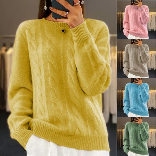 🔥✨【Нов есенен стил】【S-2XL】2025 Едноцветен висококачествен мек и удобен вълнен пуловер-4127451