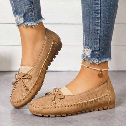 ✨50% de descuento✨【36-43】Zapatos ortopédicos de piel auténtica para mujer, zapatos planos retro sin cordones con estampado floral calado y suela suave para mujer