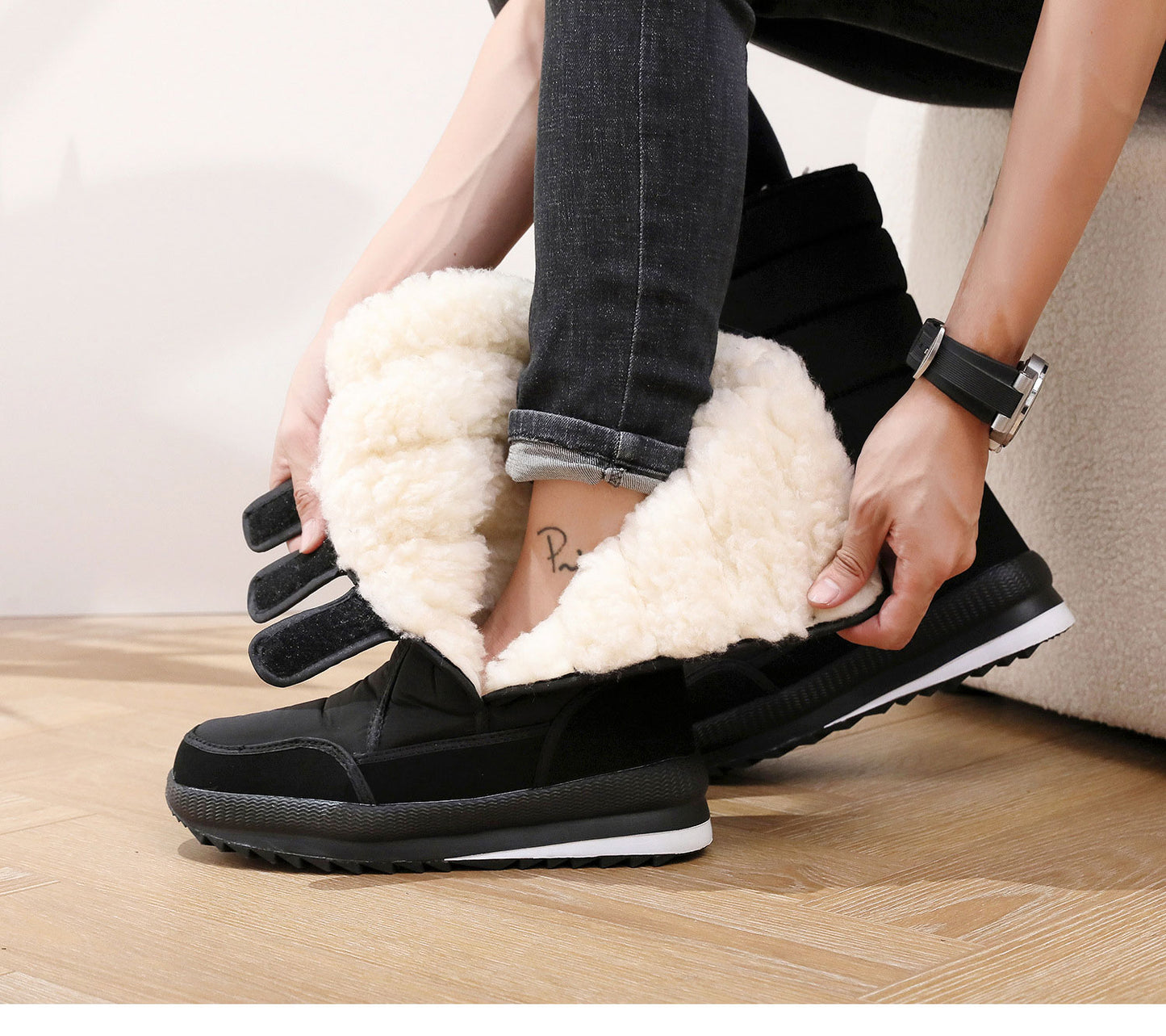 Promoción termina pronto ⏳⏳ — 【Tallas 36-47】Botas de invierno, adecuadas para clima cálido y frío, forro de algodón, botas altas de invierno unisex, adecuadas para actividades al aire libre, calzado de invierno