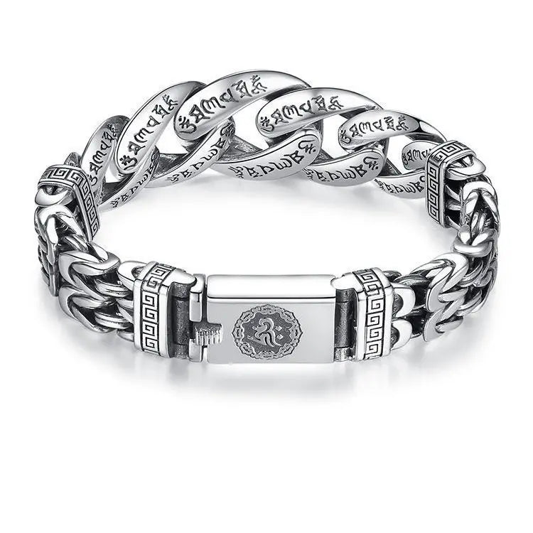 ⌚🕉️Pulsera retro para hombre con diseño de paz, mantra de seis caracteres, personalizada y poderosa.
