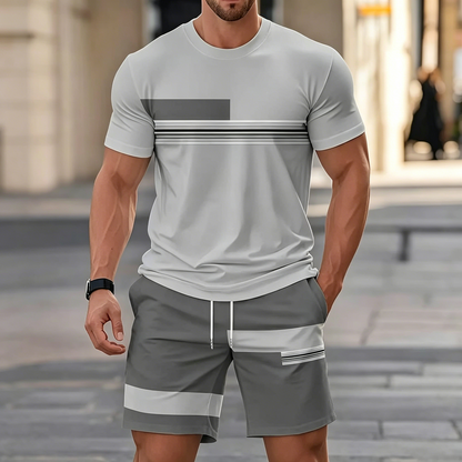 ✨【Pago contra entrega】Conjunto deportivo de verano de 2 piezas para hombre: cómoda camiseta de manga corta y pantalones cortos para el día a día y para estar en casa.