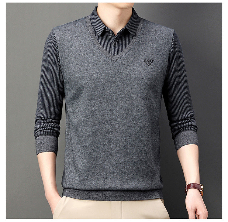 【M-4XL】🔥Męska koszulka polo na jesień i zimę z kołnierzykiem, długim rękawem, dwuczęściowa, męska koszulka polo w średnim i starszym wieku