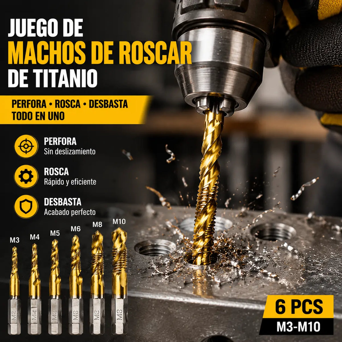 🔥【Compra 6 y obten 6 gratis（12 piezas）】🧰🔩 Juego de brocas multiusos-4330999