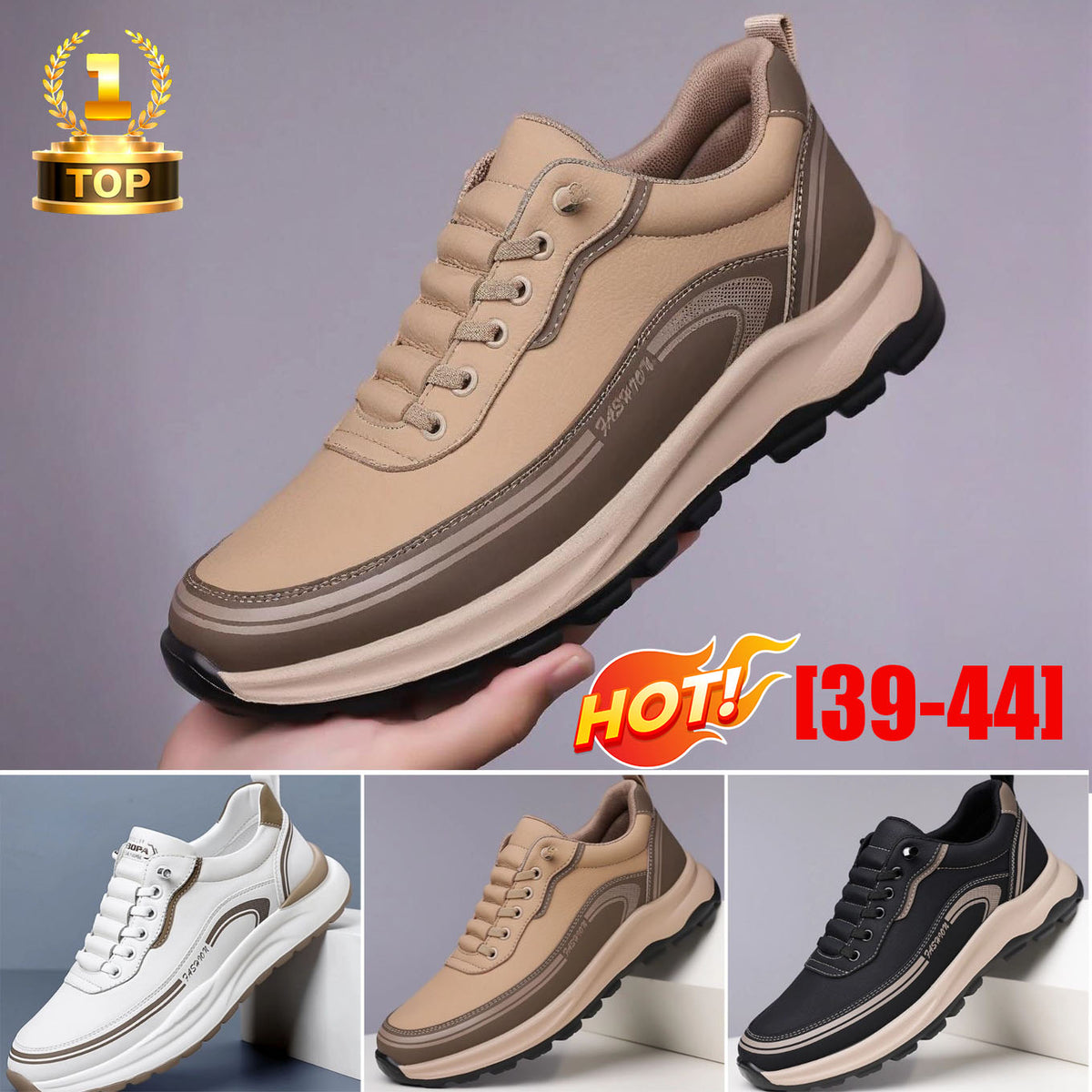 🔥【39-45】Zapatillas deportivas de piel resistentes al agua y a la suciedad con suelas suaves para una máxima comodidad.4285703