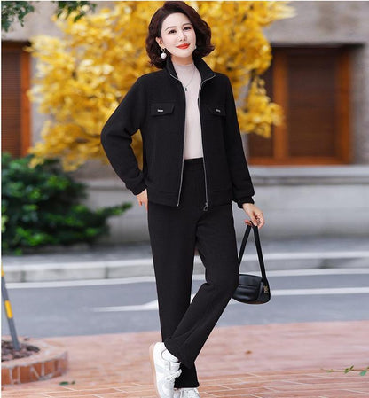 🔴💥【M-4XL】Damski, swobodny, aksamitny i pogrubiony garnitur (marynarka + spodnie)