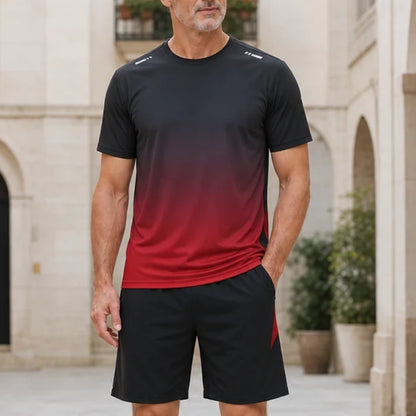 ✨M-5XL【Utánvétes fizetés】Férfi kétrészes nyári sport szett - rövid ujjú póló és rövidnadrág
