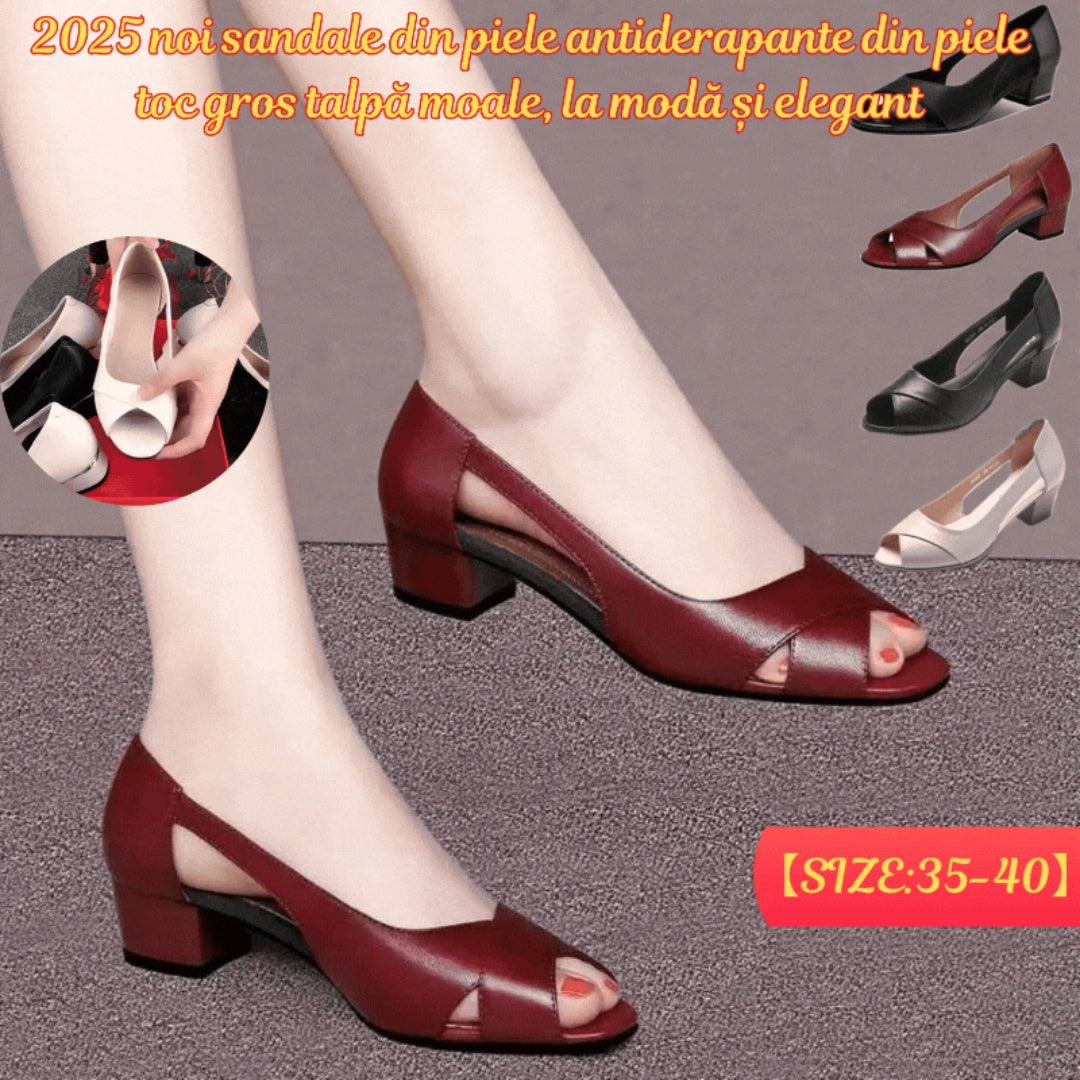 🔥Nuevas sandalias de mujer para el verano de 2026, de piel antideslizante, tacón grueso y suela suave, elegantes y a la moda.