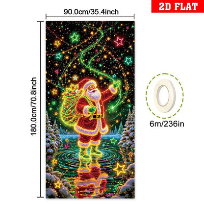 🎄🎁Fluorescencyjny baner świąteczny UV na drzwi/tło/dekorację na imprezę świąteczną/ozdobę świąteczną do powieszenia-4163574