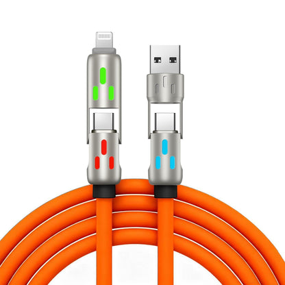 🔥 【2 unidades por 26 euros】 🔥 (2 metros de largo) Cable 4 en 1 PD 240 W – Carga rápida USB‑C, Lightning y USB‑A, aluminio y silicona, sincronización de datos ⚡📱-4330160