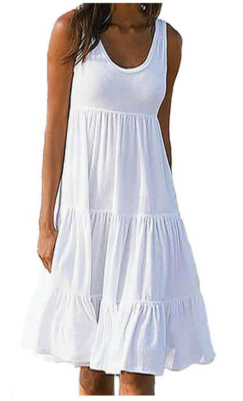 👗[S-5XL] Vestido sencillo de color liso, De secado rápido y transpirable